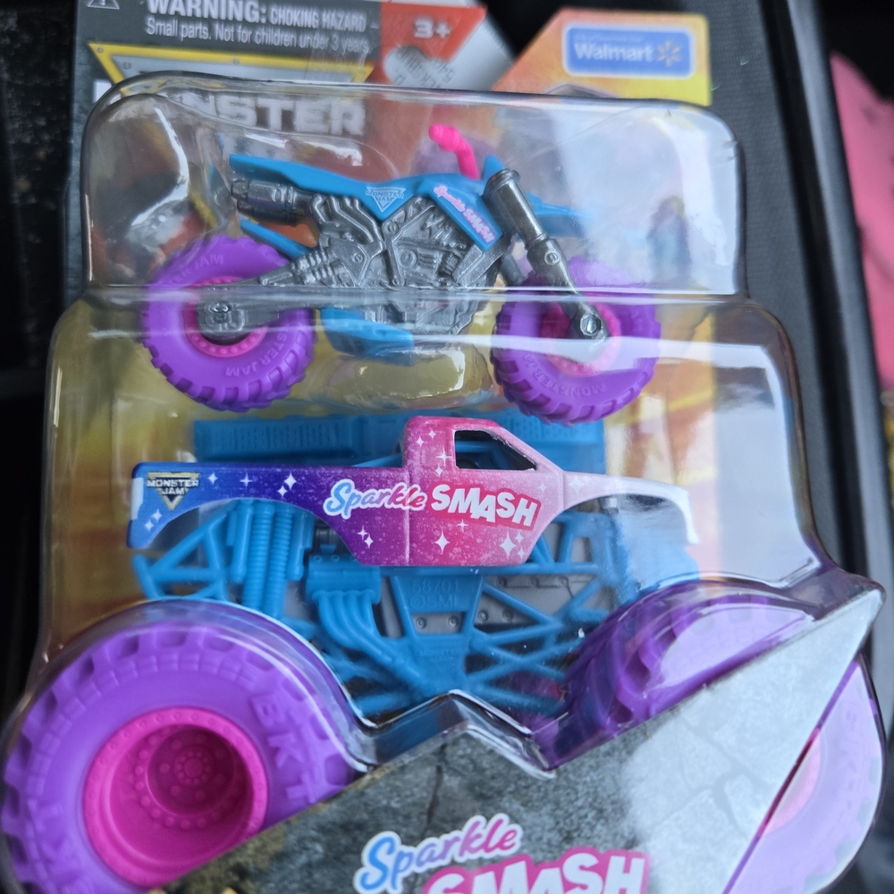 Sparkle Smash Monster Truck and Dirt Bike Toy Set - Pink & Purple